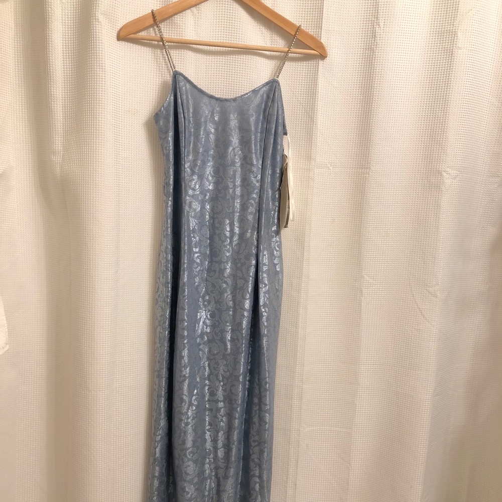 NWT Jessica McClintock Vintage Silver Blue Gown